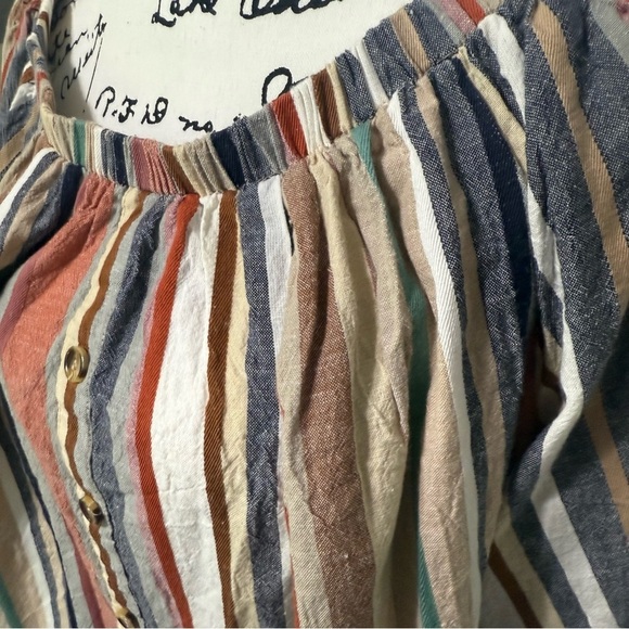 SPEED LIMIT 3X OFF SHOULDER SHORT SLEEVE STRIPED PEASANT TOP BOHO SHIRT BLOUSE - Picture 2 of 6